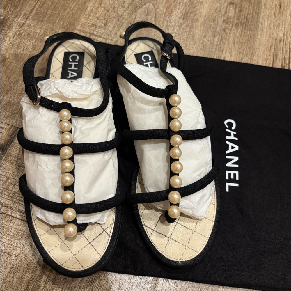 Chanel Pearl Sandals Size 36